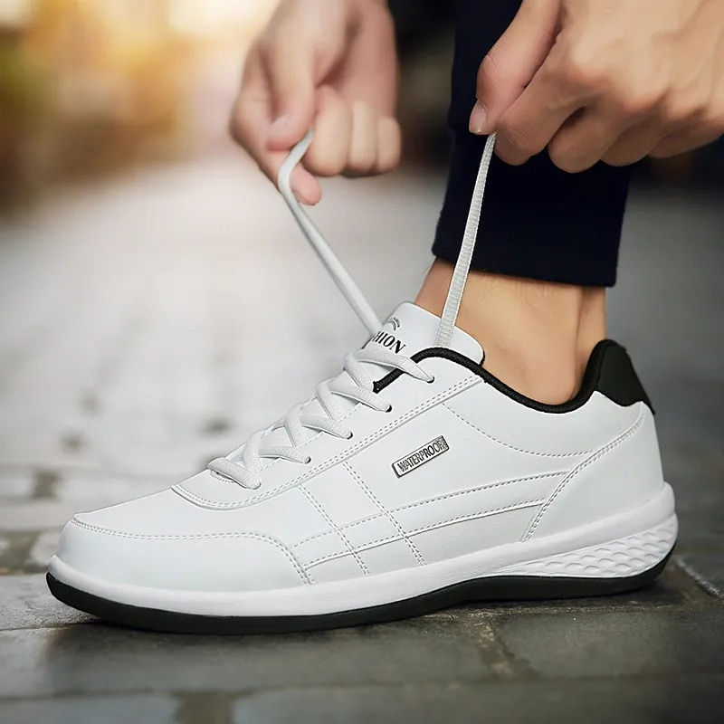 Miniatura: Pu Leather Men Shoes Sneakers Trend Casual Breathable Leisure Male Sneakers Non