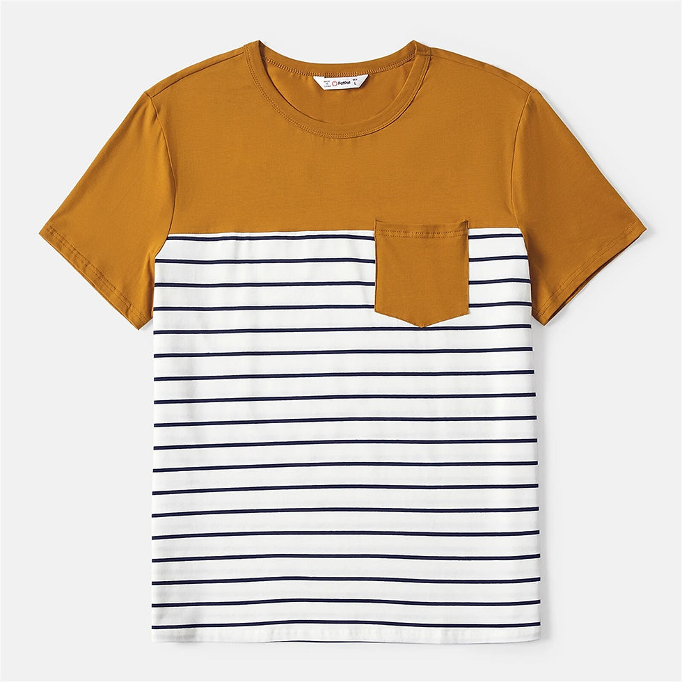 Thumbnail: PatPat Family Matching Outfits 95% Cotton Striped Off Shoulder Belted Dresses a