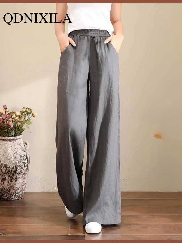 Thumbnail: New in Spring Summer Cotton Wide-leg Women's Pants Leisure Fashion Knitted Form
