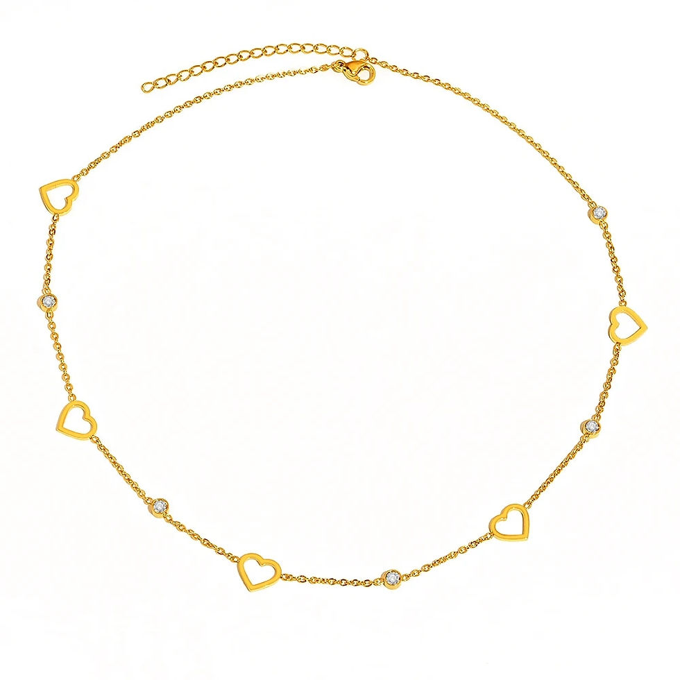 Thumbnail: Stainless Steel Necklaces Elegant Hollow Heart Light Luxury Crystal Zircon Chok
