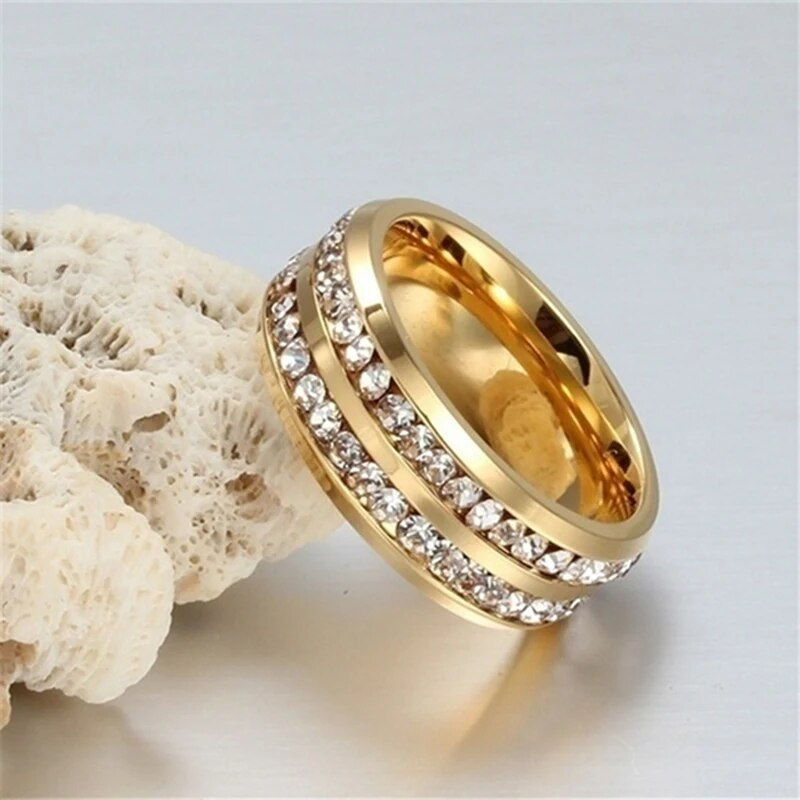 Miniatiūra: Fashion Couple Rings Women Marquise Cut Crystal CZ Ring Men's Two Rows CZ Stone