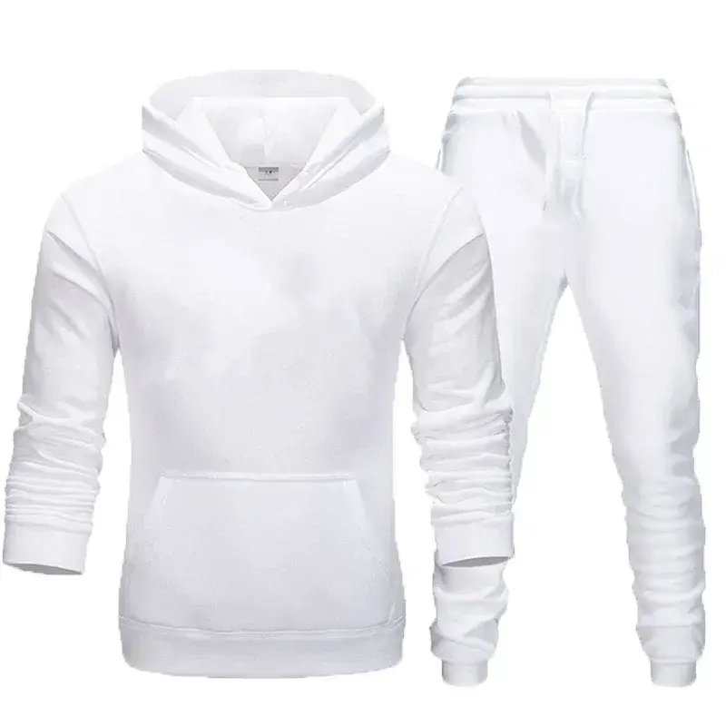 Thumbnail: Basic Men/Women 2Pcs/Sets Sweatshirt Hoodies Pants 2024 Male Gyms Fitness Tops 