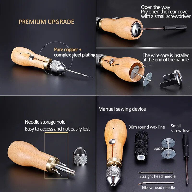 Indexkép: DIY Leather Sewing Awl Kit Waxed Thread Hand Sewing Tools Leather Craft Edge St