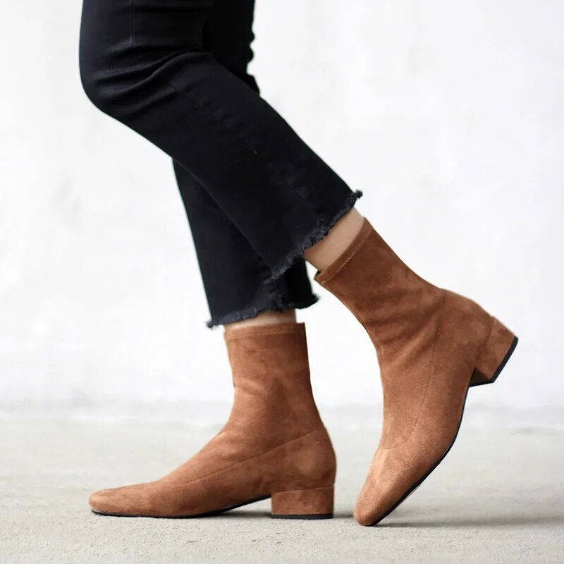 Thumbnail: 2024 new spring shoes Women Boots plus size stretch boots casual flock European