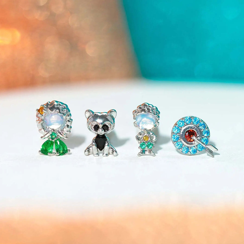 Thumbnail: 4PCS/Set 925 Silver Needles Ins Colorful Zircon Stud Earrings For Women Jewelry