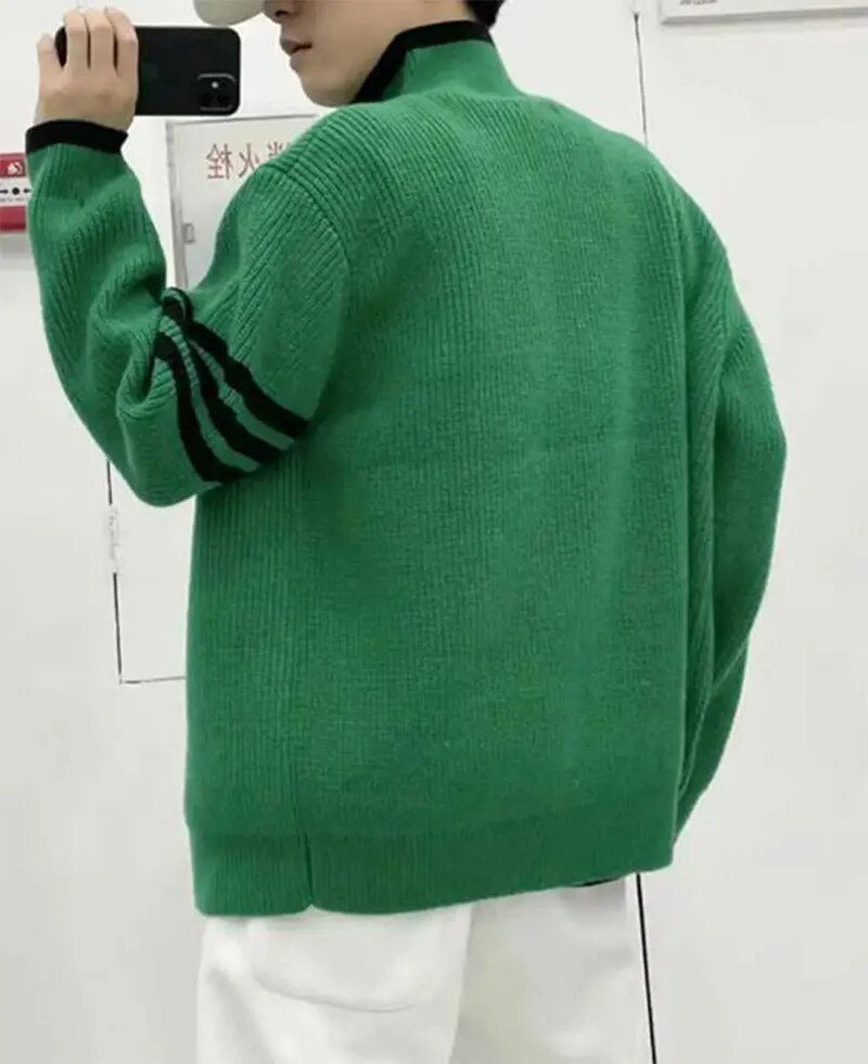 Sīktēls: Men's Knitted Sweaters Cardigan Casual Man Clothes Coat Zipper Jacket Zip-up No