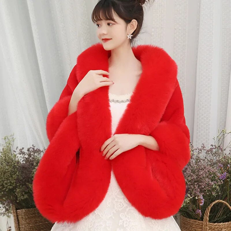 Miniatura: JaneVini Winter Etole Mariage 165*55 cm Plus Size Woman Faux Fur Bridal Wrap St