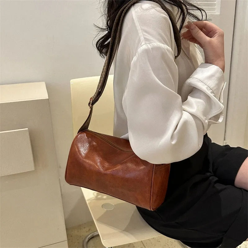 Miniatura: Vintage PU Leather Boston Women Small Handbag and Purse Fashion Designer Crossb