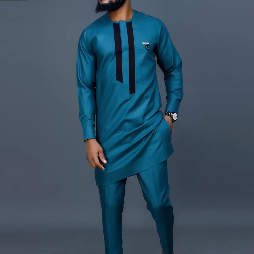 Thumbnail: New In Dashiki 2 Pieces Sets Abaya Men's Clothing Shirt Pant Set Long Sleeve El