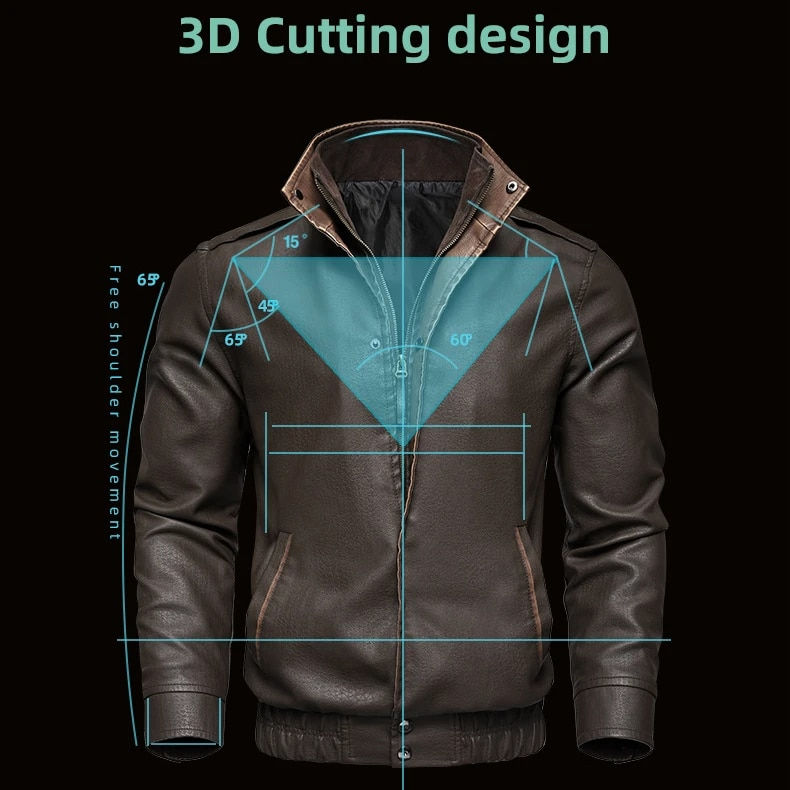 Thumbnail: 2024 New Spring Autumn Men's Vintage Leather Jacket Business Casual Brown Motor