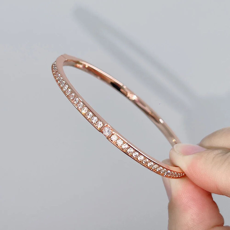 Thumbnail: Top Quality Pure 925 Sterling Silver Jewelry For Women Gold Bangle Diamond Bang