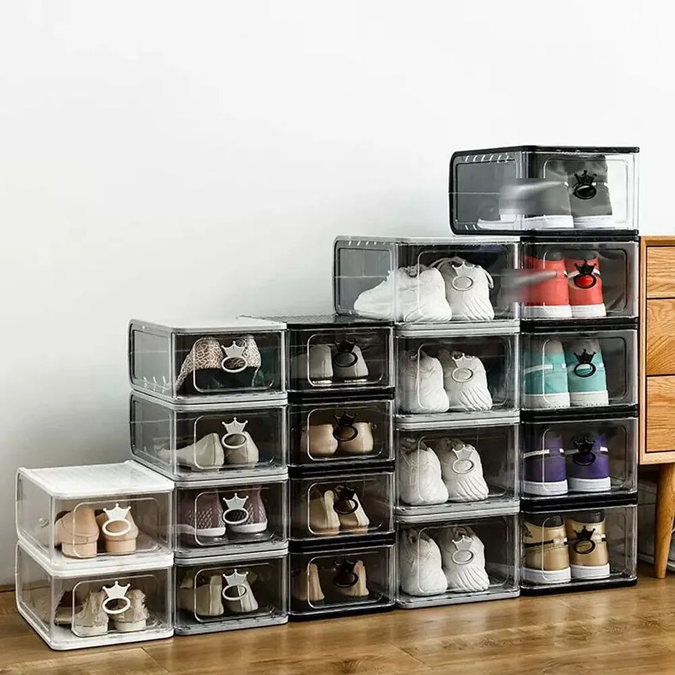 Thumbnail: 9 Pieces Stackable Side Drop Sneaker Display Case Storage Shoe Box Ventilation