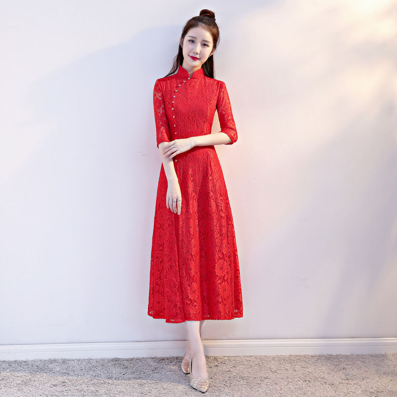 Thumbnail: Chinese loose Ao Dai cheongsam dress  Plus size improved daily cheongsam Chines