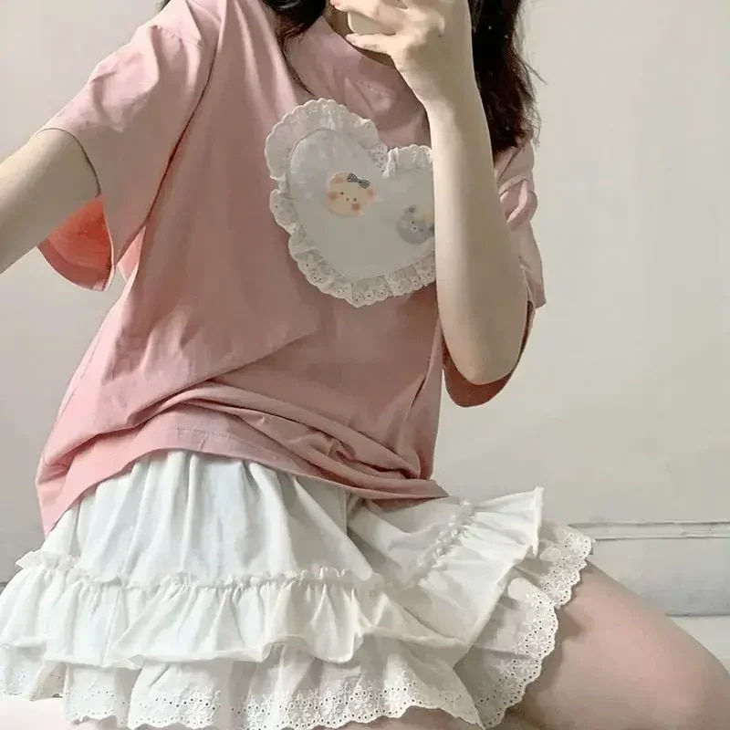 Thumbnail: 2024 Korean Fashion White Lace Mini Skirt for Women Girl A-line Short Skirt Kaw
