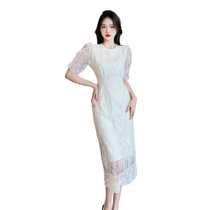 Miniatura: French Lace Midi Dresses for Women 2023 Summer New Elegant Party Female Clothes