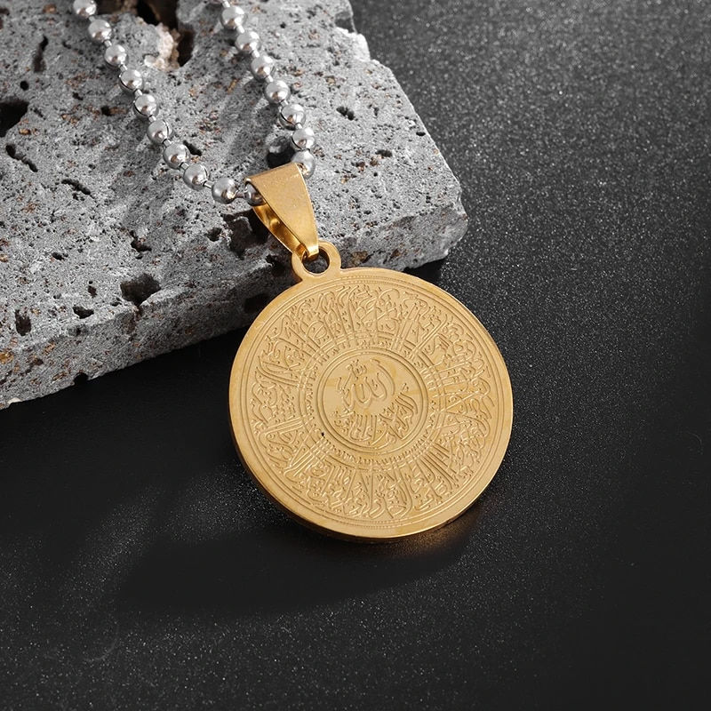 サムネイル： High Quality Stainless Steel Pendant Necklace Allah Quran Square Pendant Neckla