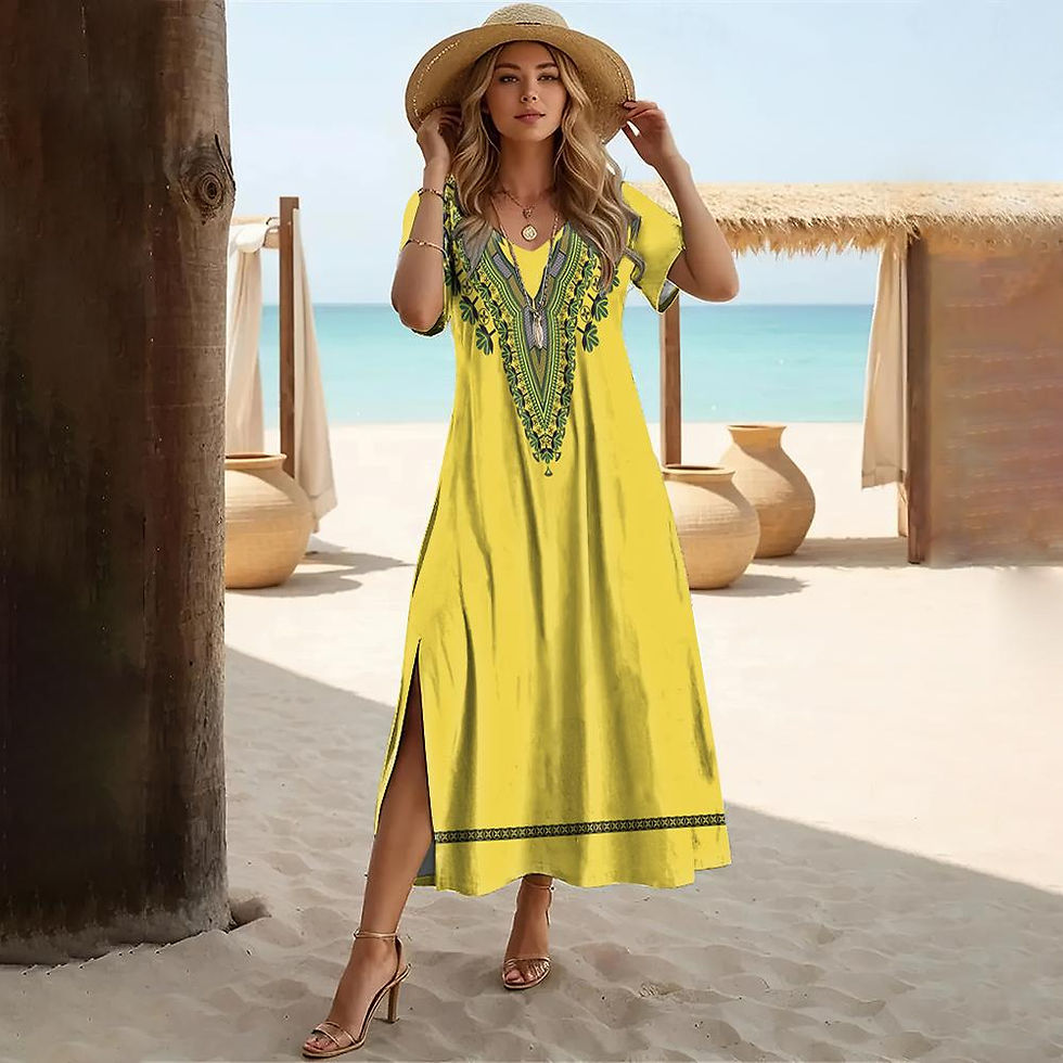 Miniatyrbilde: Women's Split V Neck Long Dress Minimalist Ethnic Style Print Casual Summer＆Spr
