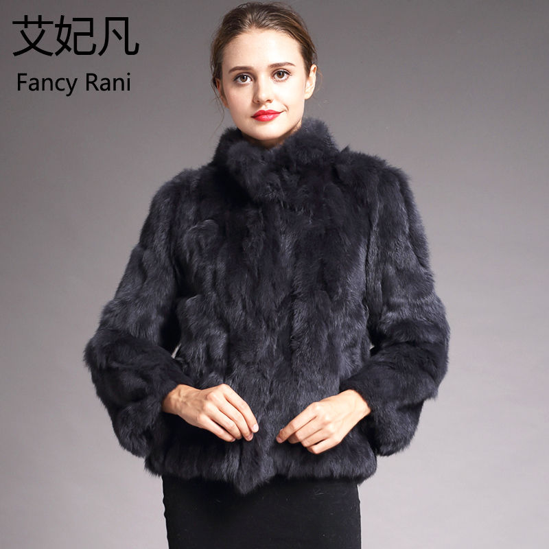 Thumbnail: Natural Rabbit Fur Coat Women Winter Jacket Real leather and fur promotion clot