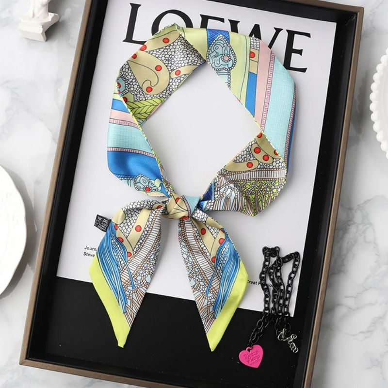 Thumbnail: 2024 Korean Fashion New Women's Twill Decorative Ribbon Small Scarf Binding Bag