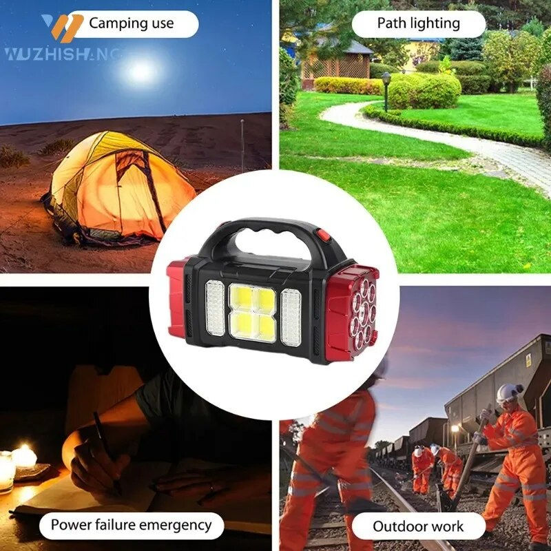 Thumbnail: Portable Powerful Solar Flashlights with COB Side Lamp Waterproof Work Light US