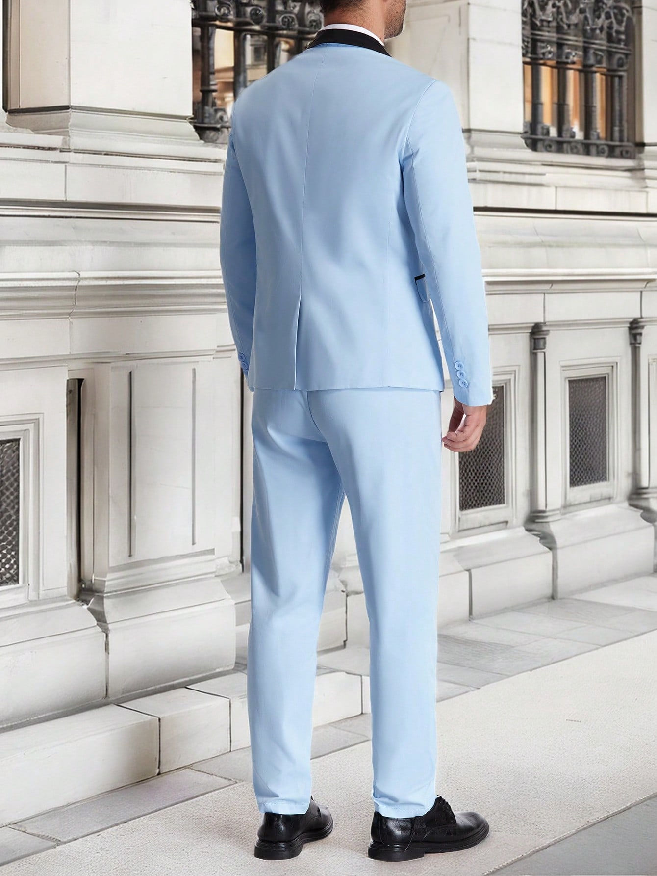 Manfinity Mode Men's Barley Collar Single Breasted Long Sleeve Blazer And Trous