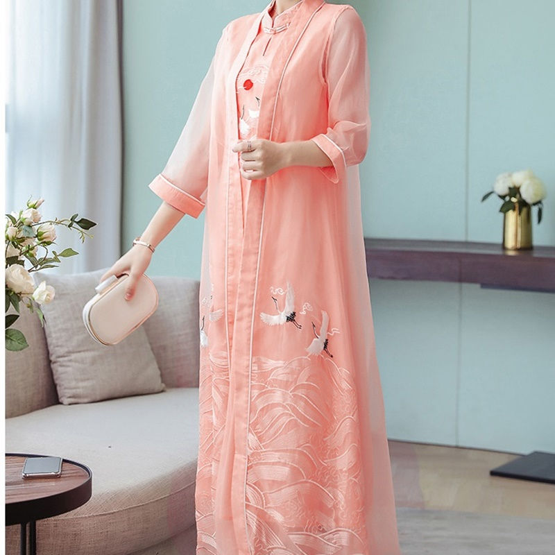 Thumbnail: 2021 New Chinese Dress Qipao Vietnam Traditional Dress Embroidery Oriental Ao D