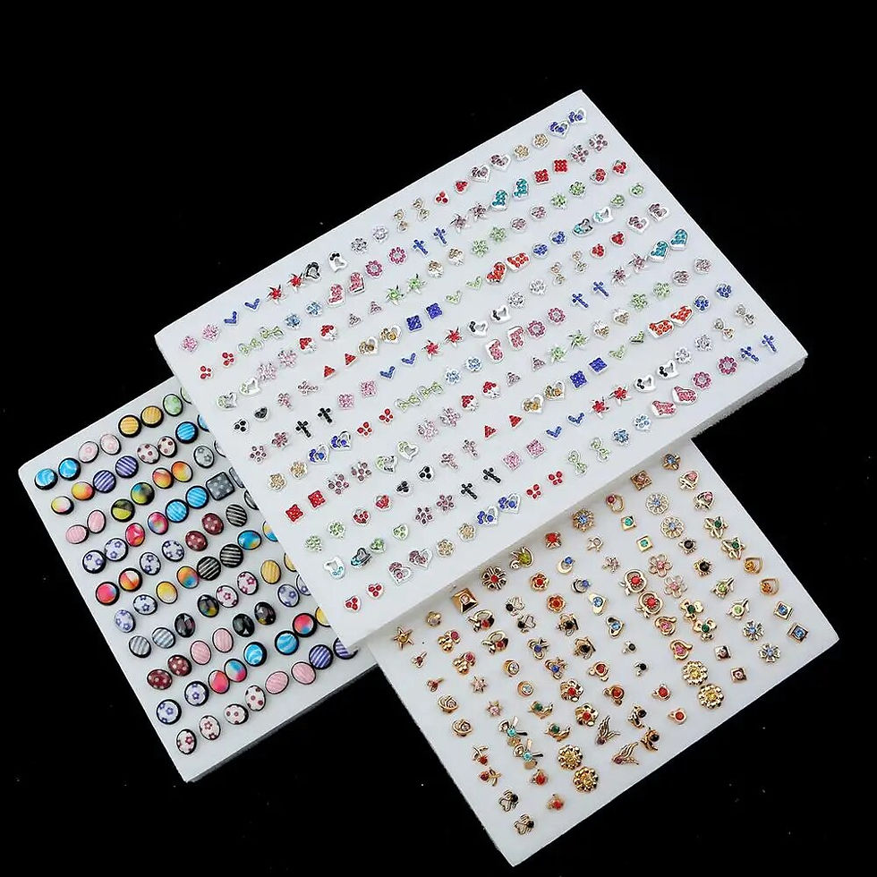 Μικρογραφία: 100Pair Women Acrylic Crystal Small Stud Earrings Set Girls Child Heart Star An