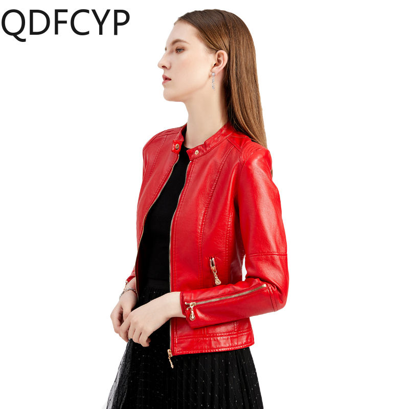 Thumbnail: New Fashion Women's Leather Jacket Autumn Winter PU Leathers Short Coat Casual 