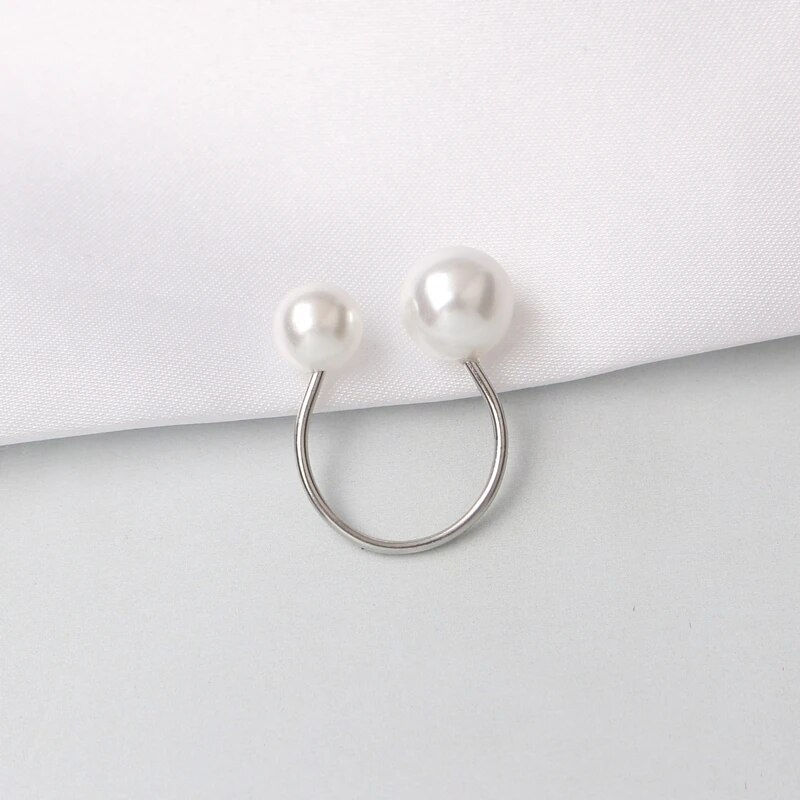 Miniatura: G293 Fashion Mujer Anneau Anel Simulated Pearl Adjustable Open Rings for Women