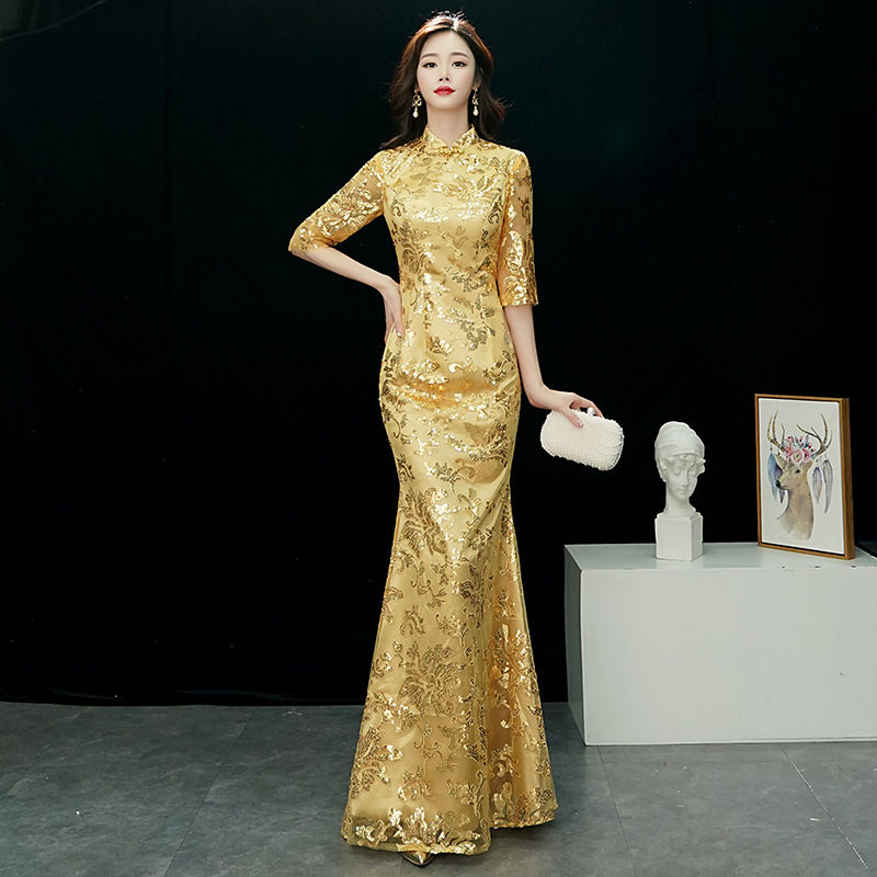 Thumbnail: Prom Party Sexy Women Dress Plus Size 3XL Vestidso Lace Elegant Lady Cheongsam