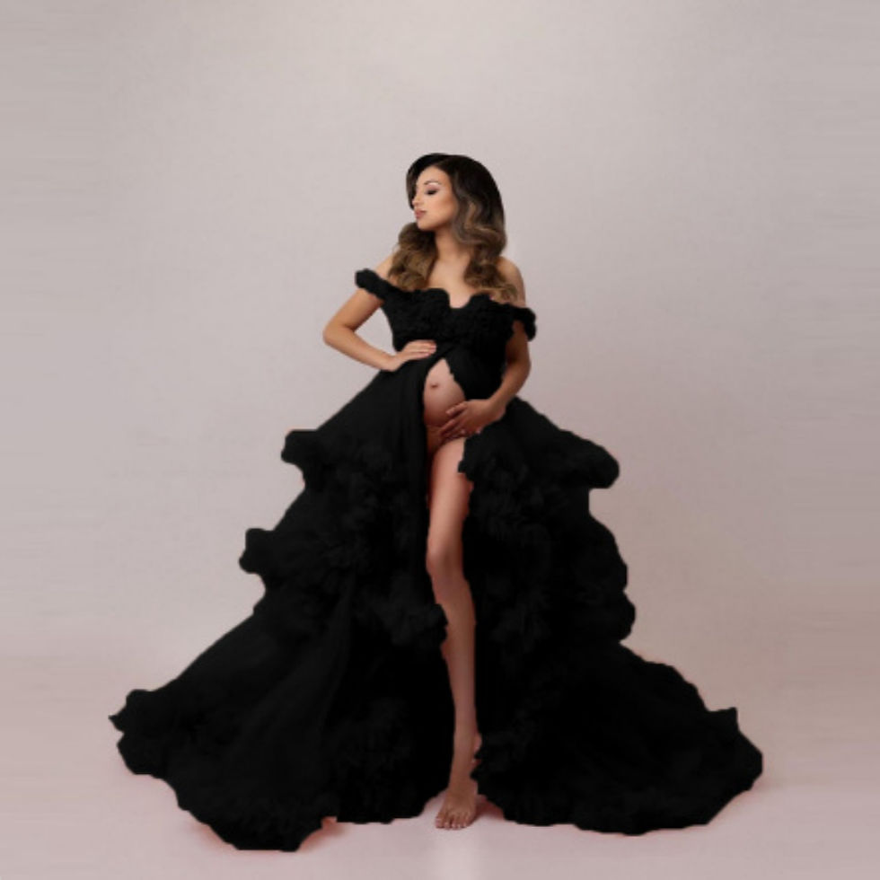 Thumbnail: Pregnant Mom One Shoulder Mesh Dress Photography Dress
