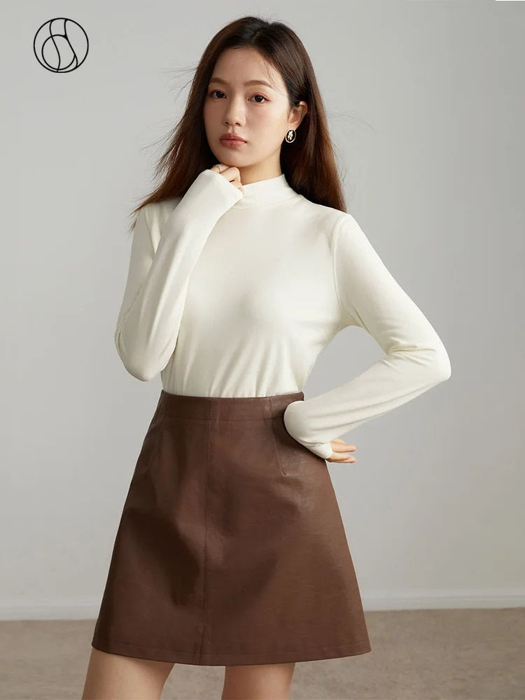 DUSHU Women Turtleneck Pullover Sweaters 2023 Autumn Women Bottoming Shirts Sli