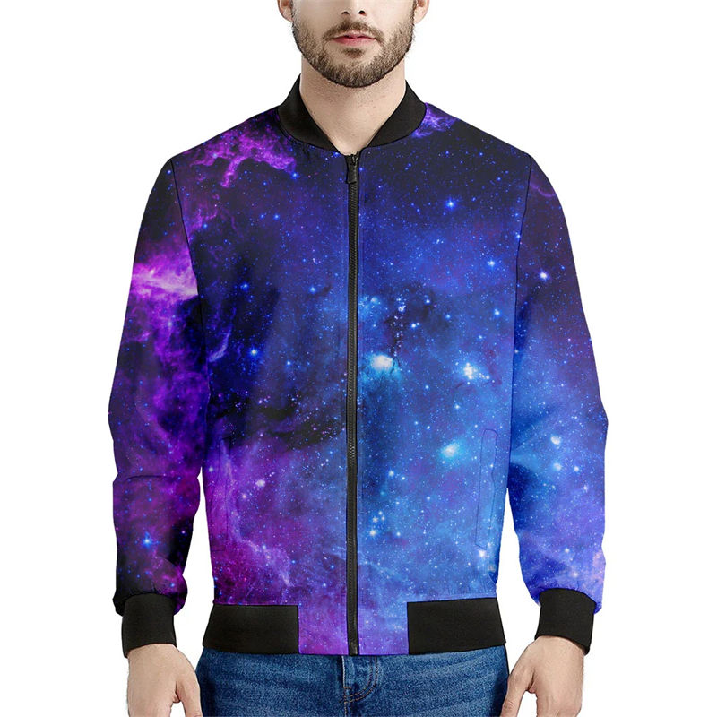 Thumbnail: Harajuku Fashion Galaxy Space Psychedelic Men Women Zip Coat 3D Print Sweatshir