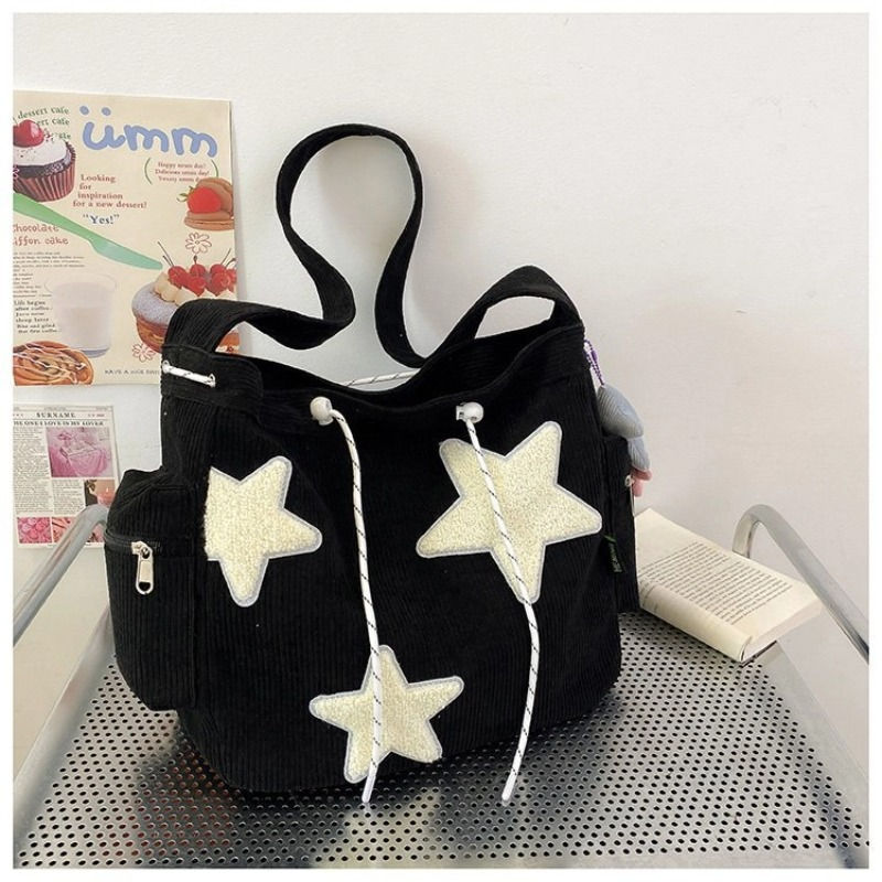 Thumbnail: Niche Design Handbag Star Female Student Large Capacity Commuting Tote Corduroy
