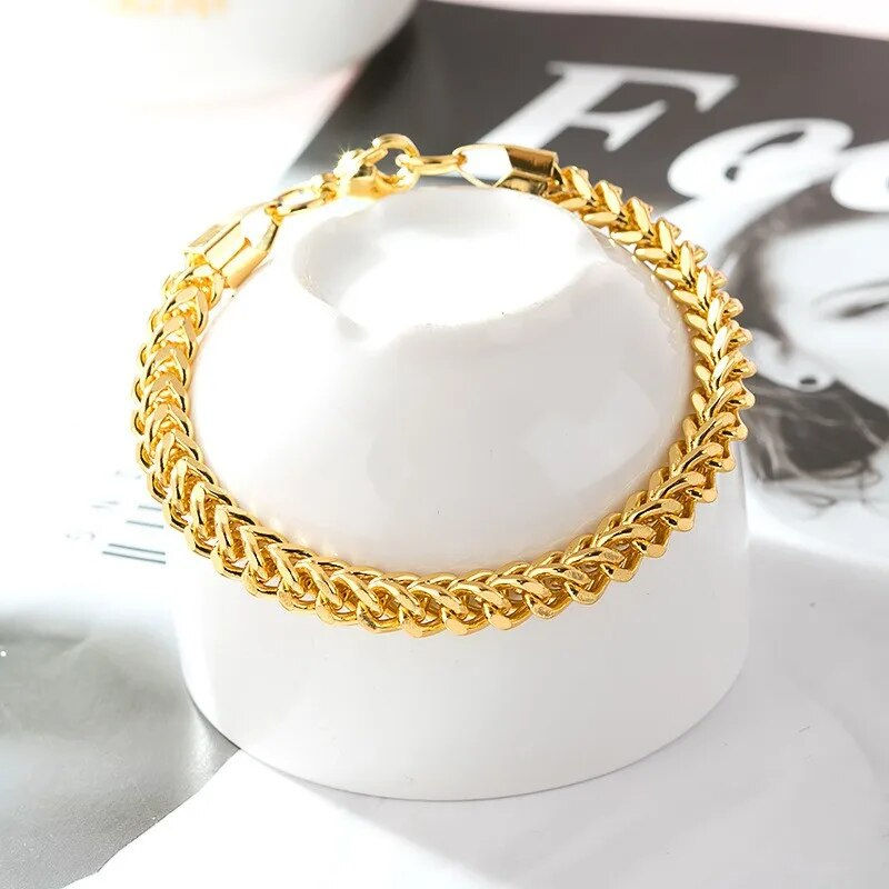 Thumbnail: New Trendy Cuban Chain Bracelet for Men Hip-Hop Metal Bracelets Buckle Chains B