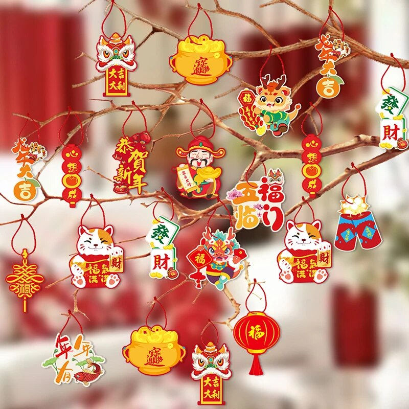 Thumbnail: 15pcs Chinese New Year Decoration 2024 Lunar New Year Blessings Lucky Home Pape