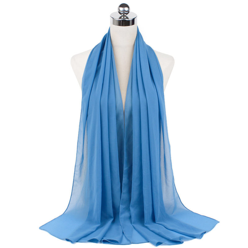 Thumbnail: 2024 Women's Elegant Modest Muslim Islamic Bubble Chiffon Scarf Ramadan Soft Li
