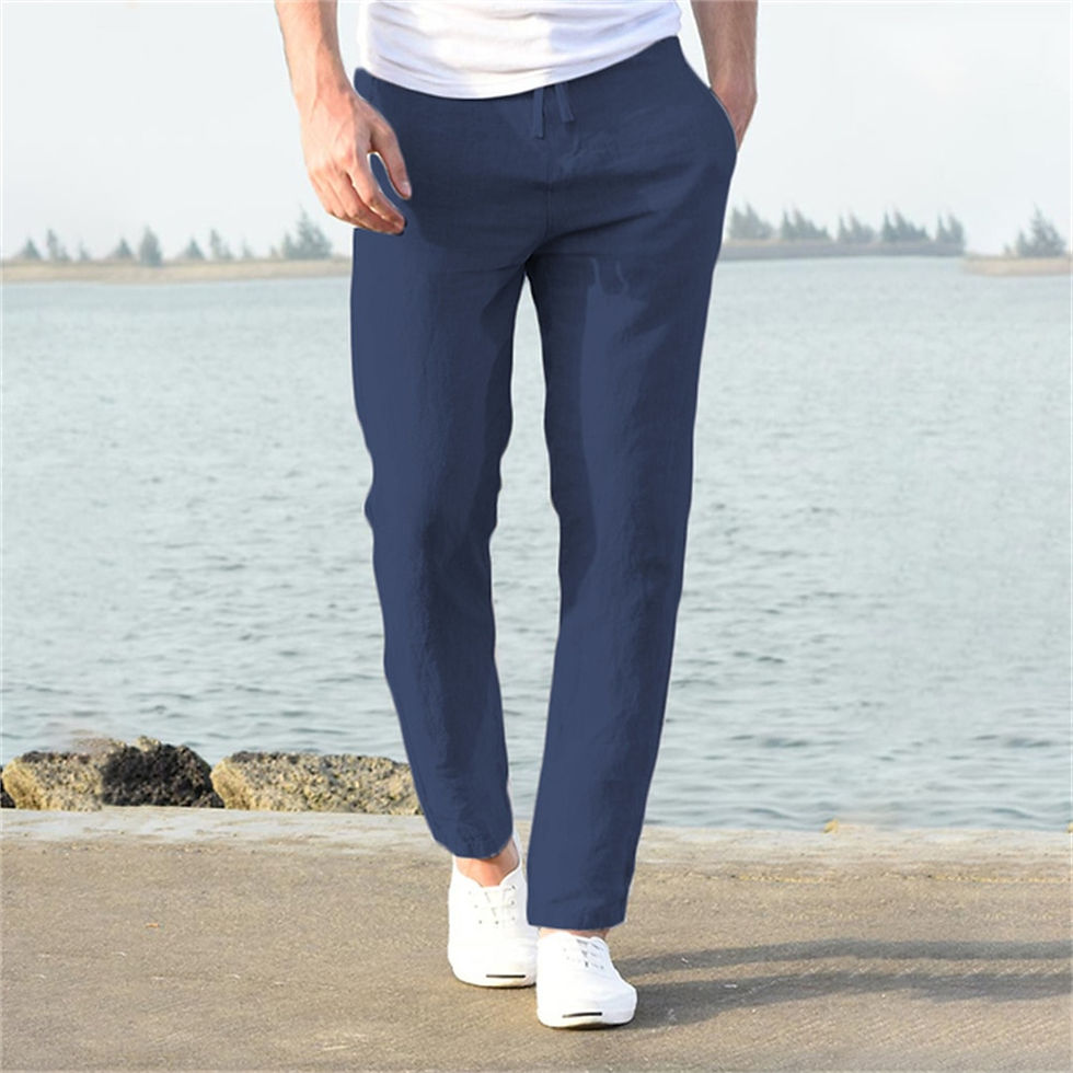 Thumbnail: 2023 Men's Cotton Linen Pants Male Autumn New Breathable Solid Color Linen Trou