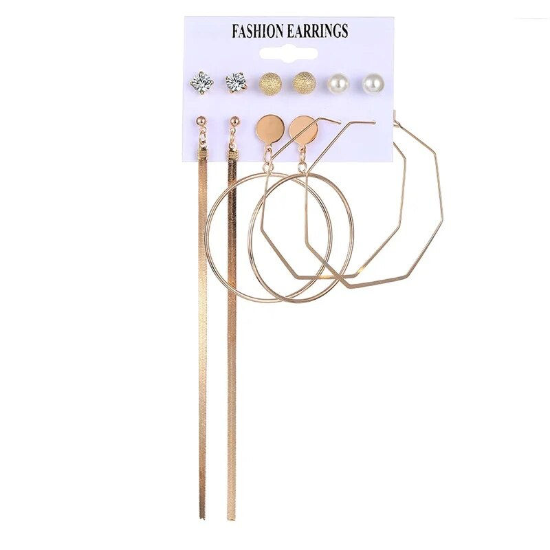ภาพขนาดย่อ: FNIO Statement Gold Color Big Bamboo Circle Hoop Earrings For Women Hip Hop Ear