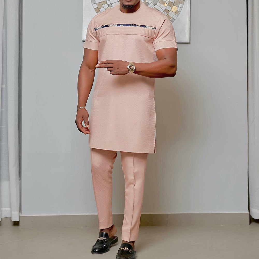 Summer New Short Sets African Mens Designer Clothes Men's Sweat-shirt Set and P