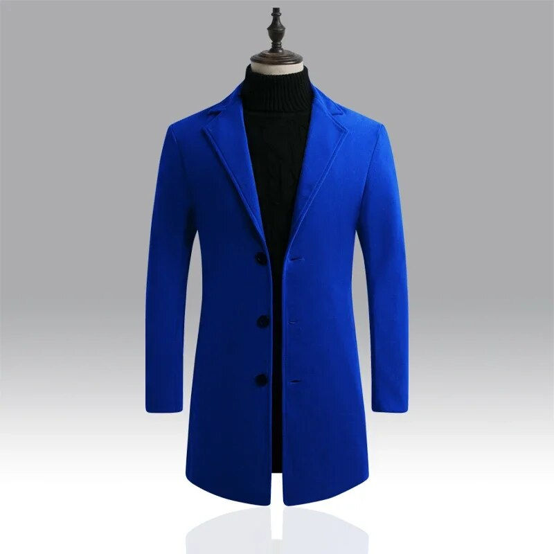 Thumbnail: 2023 Spring Autumn New Long Cotton Coat New Wool Blend Pure Color Casual Busine