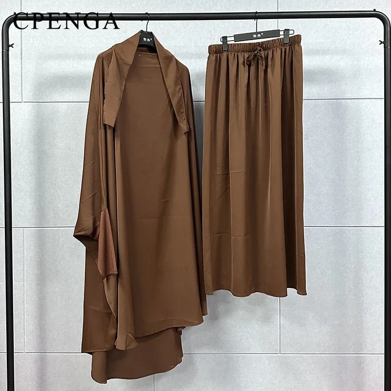 Miniaturbild: Jilbab 2 Piece Sets Muslim Women Hijab Dress Prayer Garment Abaya Long Khimar R