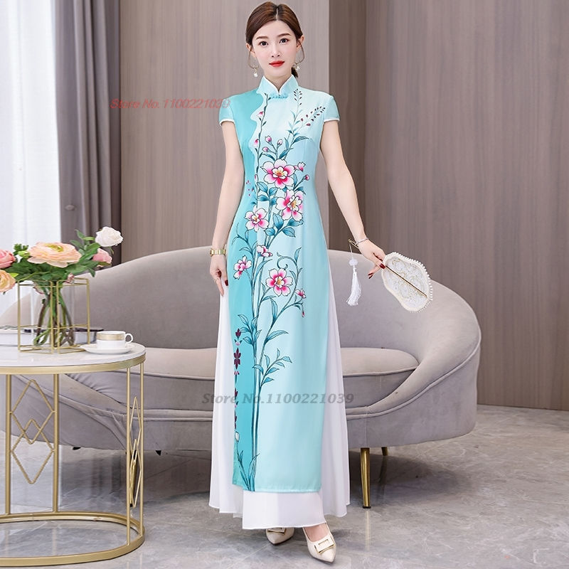 Thumbnail: 2024 ao dai vietnam traditional dress chinese vintage dress improved cheongsam 