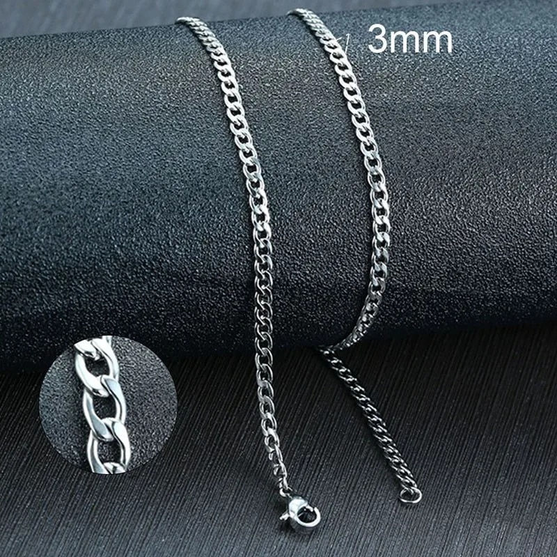 Miniatura: Vnox Men's Cuban Link Chain Necklace Stainless Steel Black Gold Color Male Chok