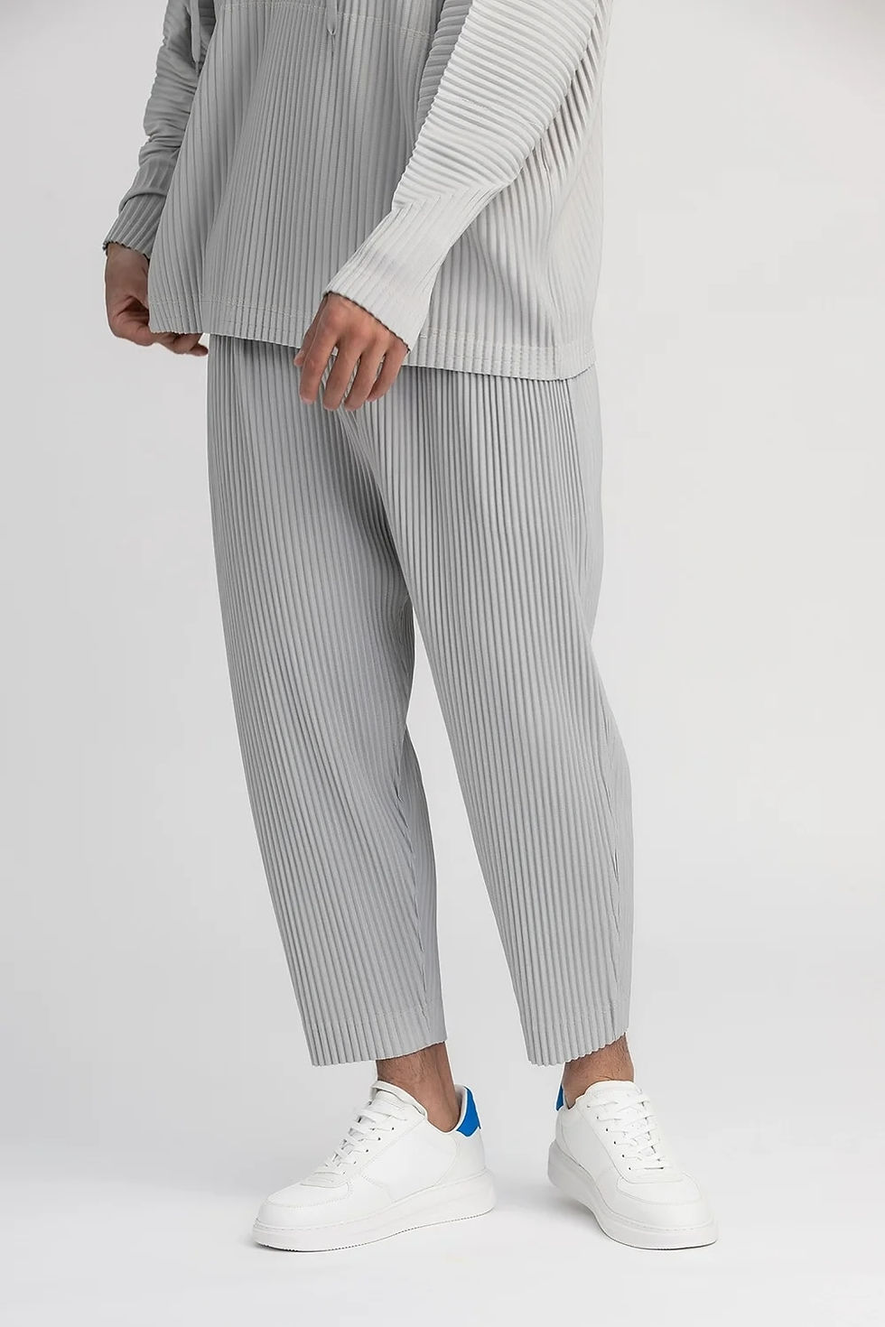Thumbnail: Miyake Pleated Straight Pants Men Clothing Black Pencil Cropped Pants Street We