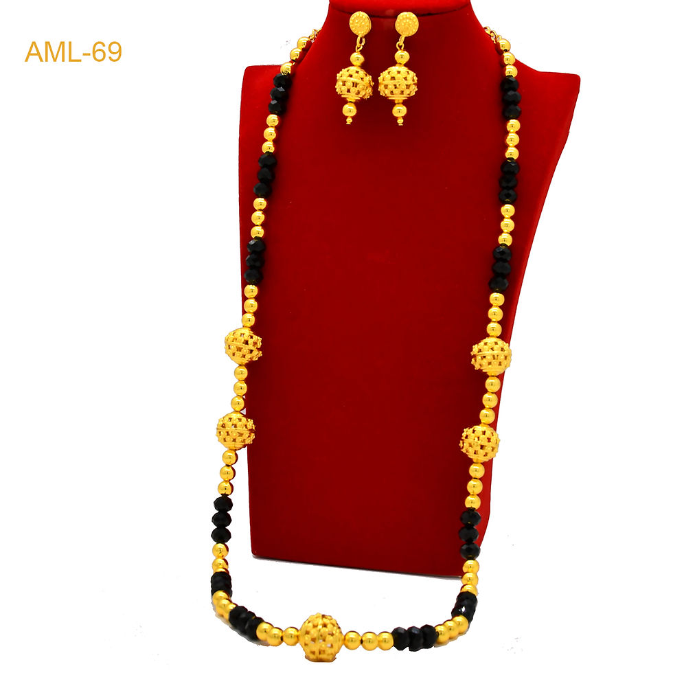 Thumbnail: Fashion Dubai Luxury 24k Gold Color Long Chain Bead Jewelry Set For Women Arab