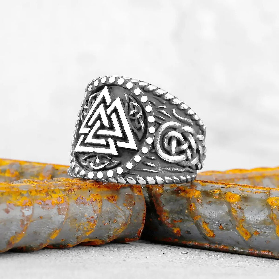 Thumbnail: Vintage Stainless Steel Viking Amulet Ring Norse Compass Runes Men and Women Ri