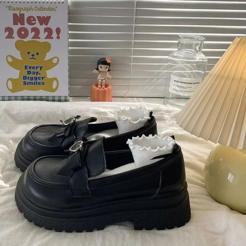 Thumbnail: Women High Heels Mary Janes Shoes Lolita Dress Shoes Women Autumn Loafers Femal