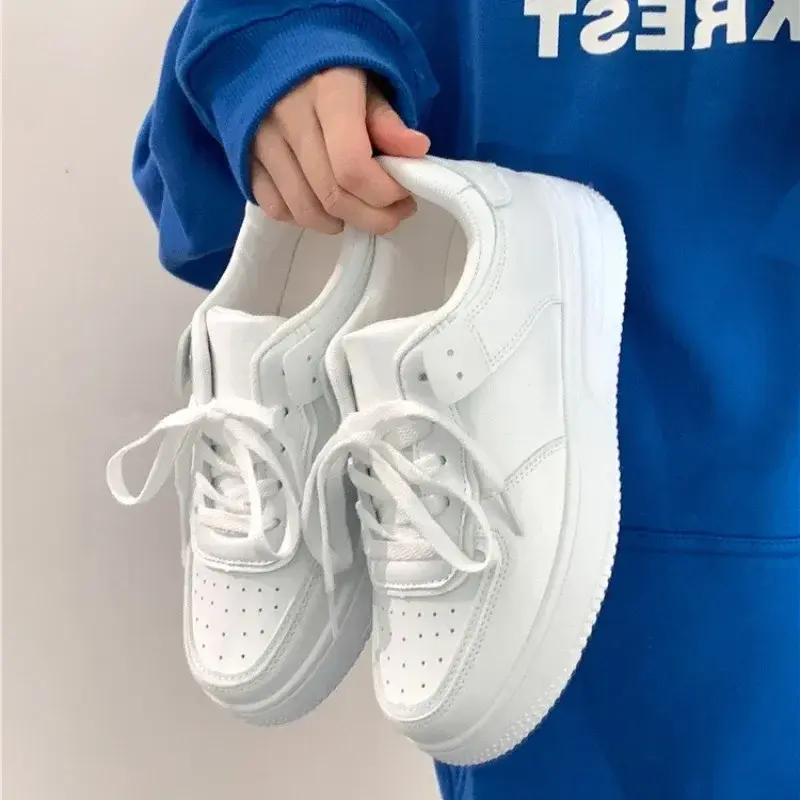 Thumbnail: Little White Shoes 2024 Spring/Summer/Autumn New Thick Sole Pure White Round He