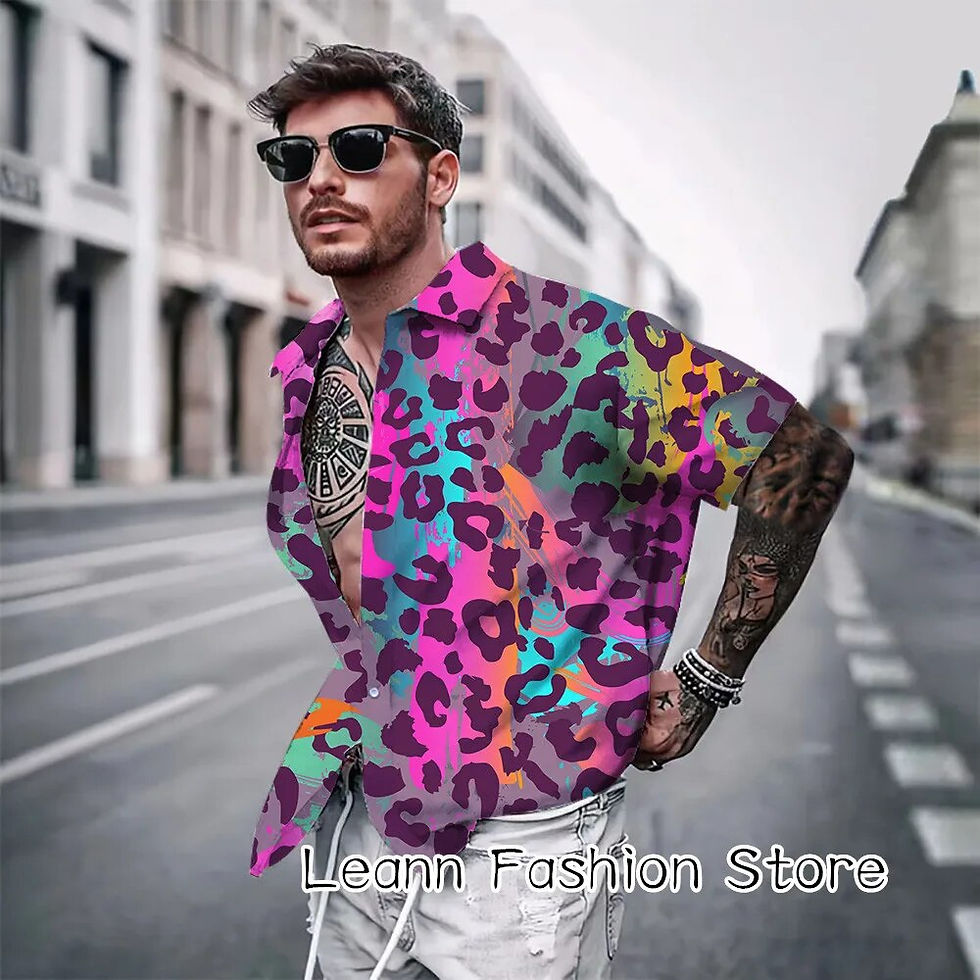 Miniatura: Men Summer Leopard Zebra Printing Shirt Hawaiian Vacation Clothing Male Fashion